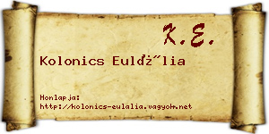 Kolonics Eulália névjegykártya